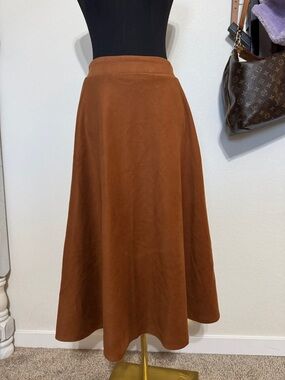 NWT Boho Suede Long Brown Skirt